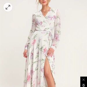 Long Sleeve Floral Wrap Maxi Dress